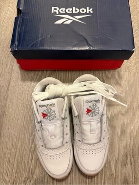 Kids Reebok White Classic Leather Running Shoes